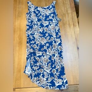 NWT Vince Camuto Sleeveless Asymmetrical Hem Floral Amalfi Blue Midi Dress Sz 2X